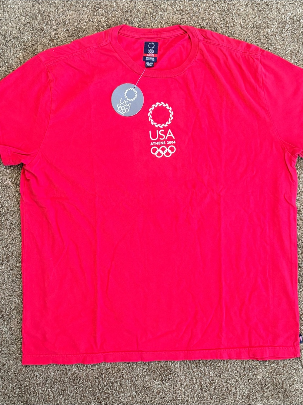 Vintage Roots USA Athens 2004 Olympics Bright Red Crewneck Tee